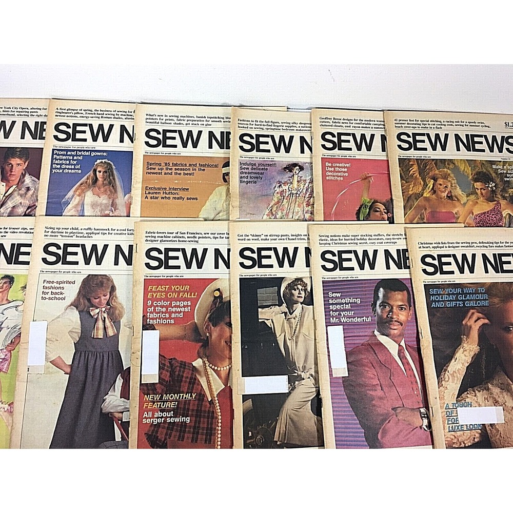 Vintage 80s Fashion Sew News Newspaper‎ 1985 Full Year Large Size Magazine Lot